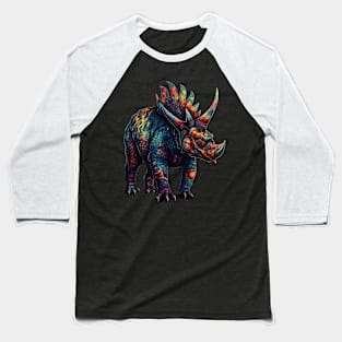 Colorful Horned Dino Baseball T-Shirt